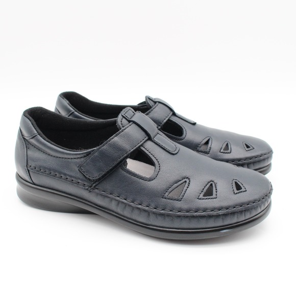 SAS Shoes - Sas Roamer Womens Size 7.5M Navy Blue Leather Slip On Loafers Shoes